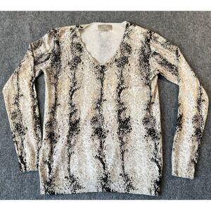 Joan Vass Women's Size XL Gray V Neck Sweater Top